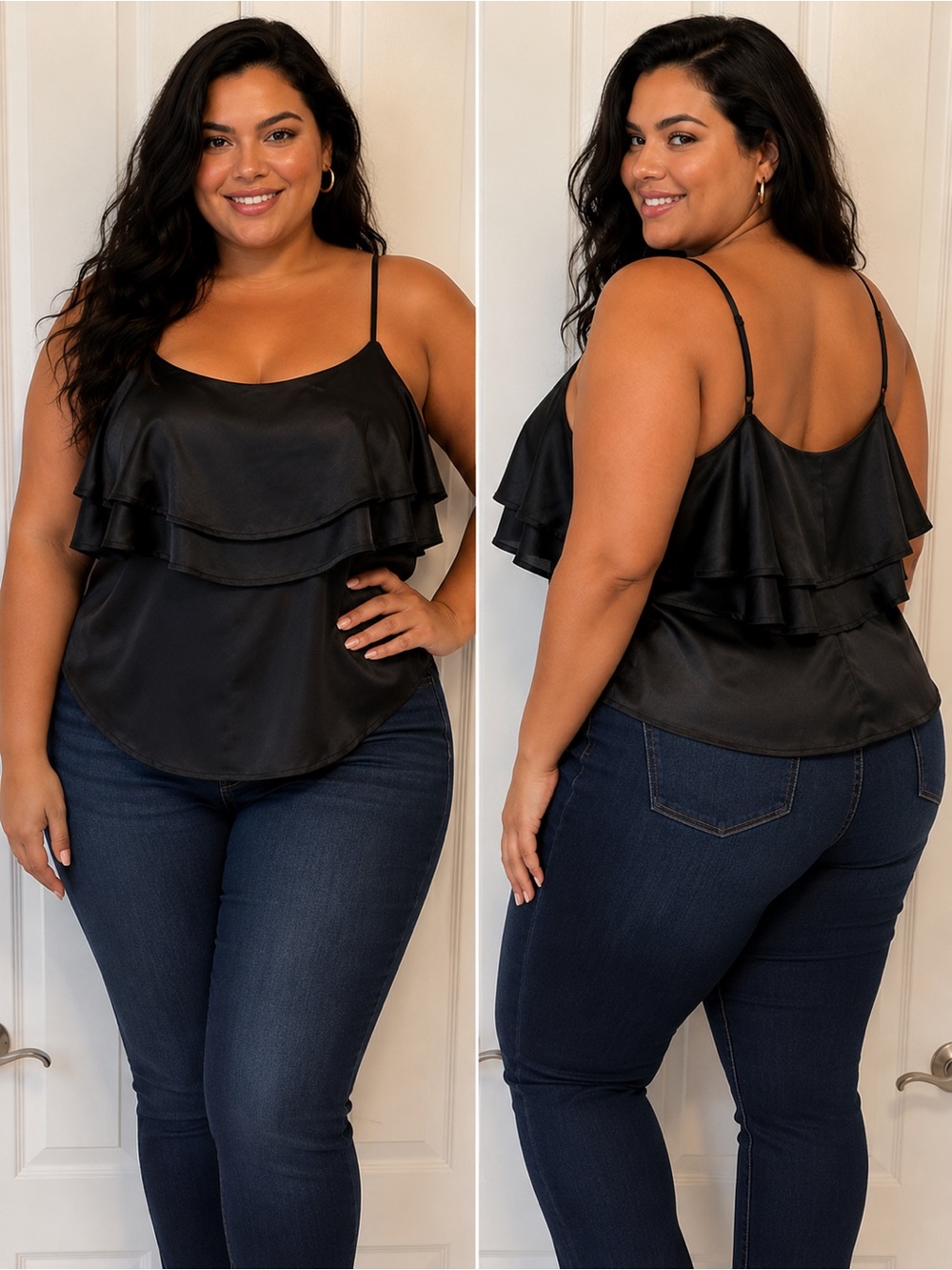 Perch by blubber Elegant Black Ruffle shirt size 3XL
